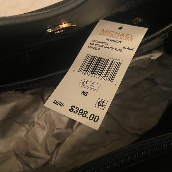 NWT MICHAEL MICHAEL KORS NEWBURY MD GOLD CHAIN LEATHER SHOULDER TOTE - Picture 6 of 11